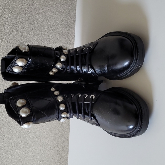 Zara boots with lace up and zipper closure new without  box - Picture 7 of 11